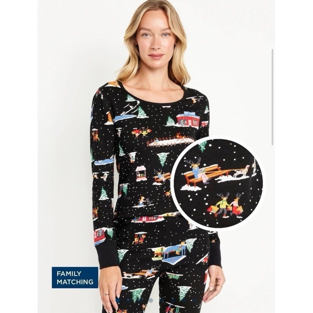 Womens Waffle Knit Christmas Pajama Matching Family Old Navy 2XL
